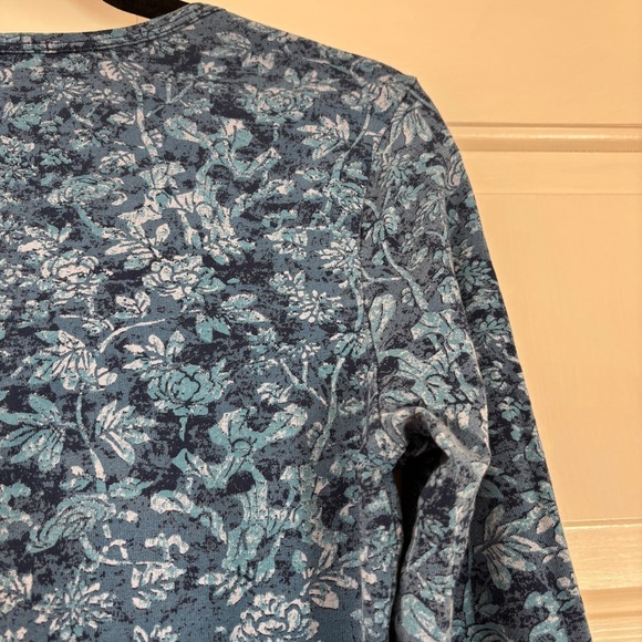 Peruvian Connection Navy Floral Print Long Sleeve Tee Shirt Size Small Organic‎ - Picture 9 of 9